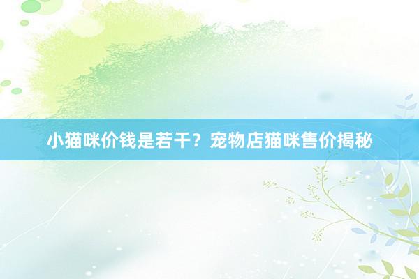 小猫咪价钱是若干？宠物店猫咪售价揭秘